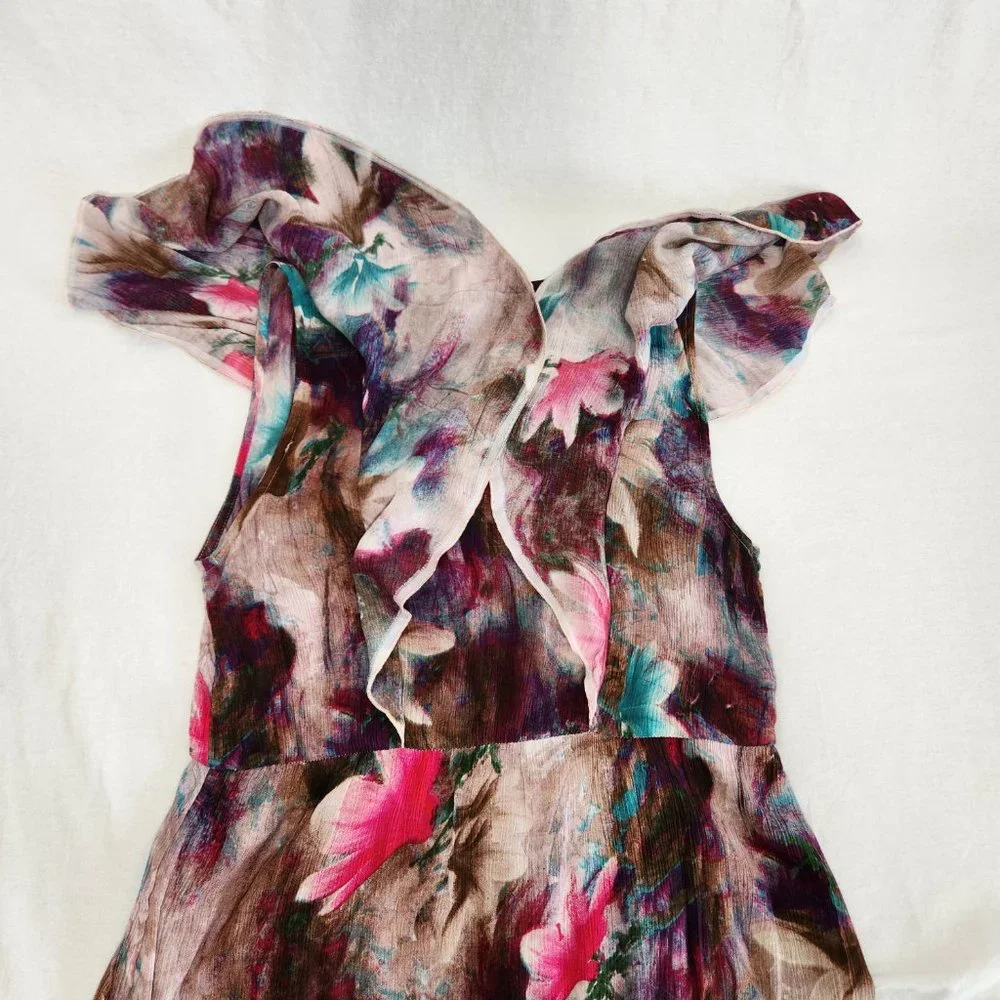 Tall Medium SOFT SURROUNDINGS Italian Dreams Tiered Dark Floral Maxi Dress. - Picture 10 of 16